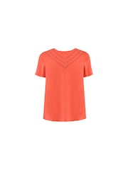 Live Unlimited Orange Curve Jersey Broderie V-Neck Top - Image 6 of 6