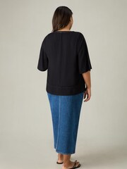 Live Unlimited Black Curve Crinkle Tie Front Top - Image 4 of 4