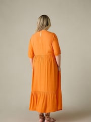 Live Unlimited Orange Curve Smock Midi Dress - Image 4 of 5