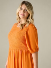 Live Unlimited Orange Curve Smock Midi Dress - Image 5 of 5