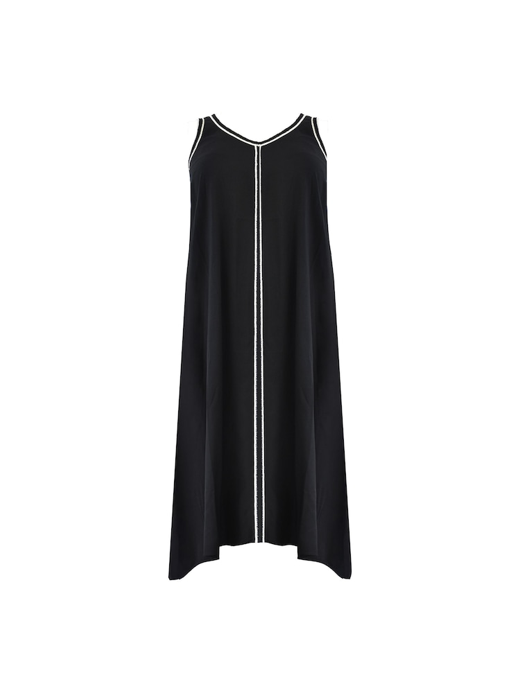 Live Unlimited Black Curve Knit Trim Hanky Hem Dress - Image 7 of 7