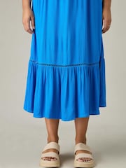 Live Unlimited Blue Curve V-Neck Tiered Midi Dress - Image 5 of 5