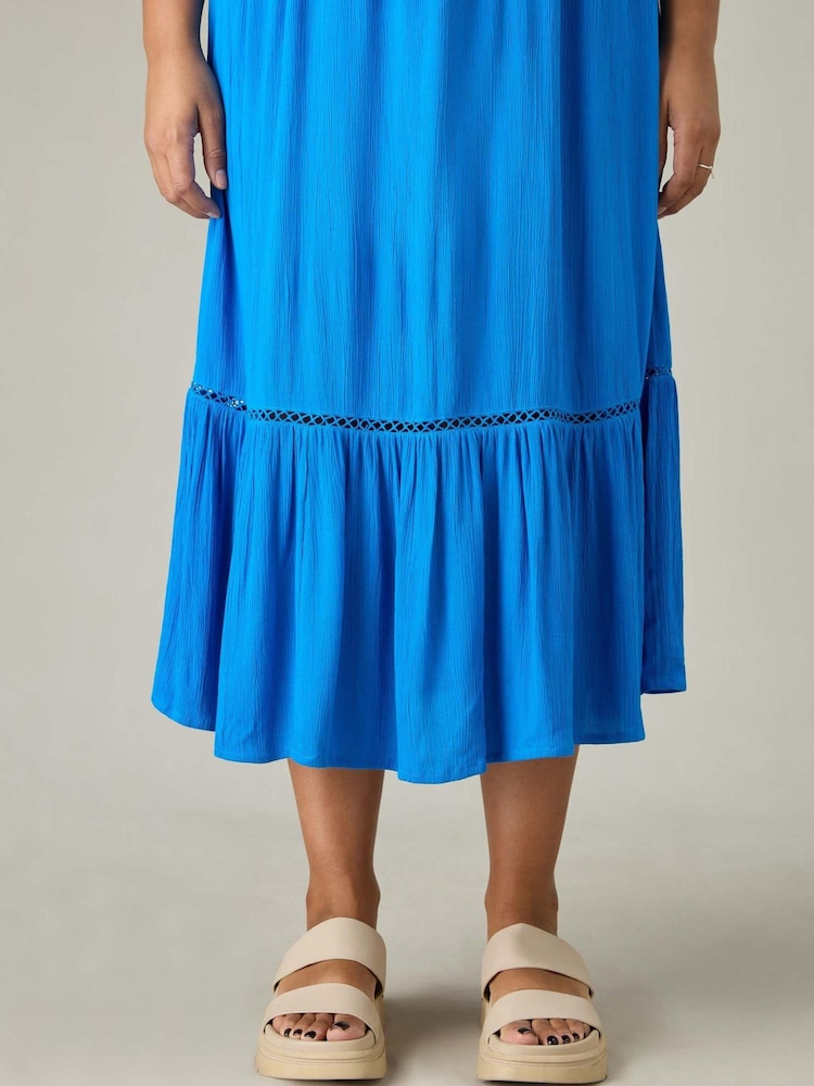 Live Unlimited Blue Curve V-Neck Tiered Midi Dress - Image 5 of 5