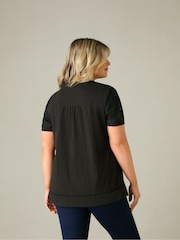 Live Unlimited Black Curve Cotton Jersey Broderie Blouse - Image 5 of 5