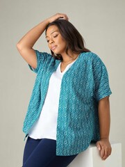 Live Unlimited Green Curve Paisley Print Jersey Kimono - Image 3 of 6