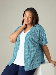 Live Unlimited Green Curve Paisley Print Jersey Kimono - Image 4 of 6