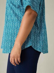 Live Unlimited Green Curve Paisley Print Jersey Kimono - Image 6 of 6