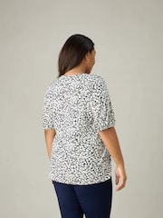 Live Unlimited Black Curve Floral Jersey Blouse - Image 3 of 7