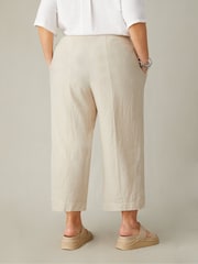 Live Unlimited Natural Curve Linen Mix Wide Leg Seamed Cropped Trousers - Image 3 of 4