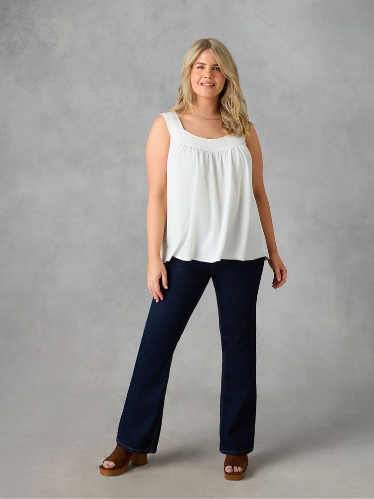 Live Unlimited White Curve Pleat Neck Sleeveless Blouse - Image 1 of 1