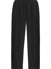 Live Unlimited Black Curve Linen Mix Wide Leg Seamed Cropped Trousers - Image 4 of 4