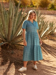 Live Unlimited Green Curve Paisley Print Jersey Shirt Dress - Image 1 of 4