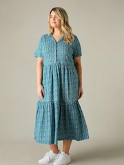 Live Unlimited Green Curve Paisley Print Jersey Shirt Dress - Image 3 of 4