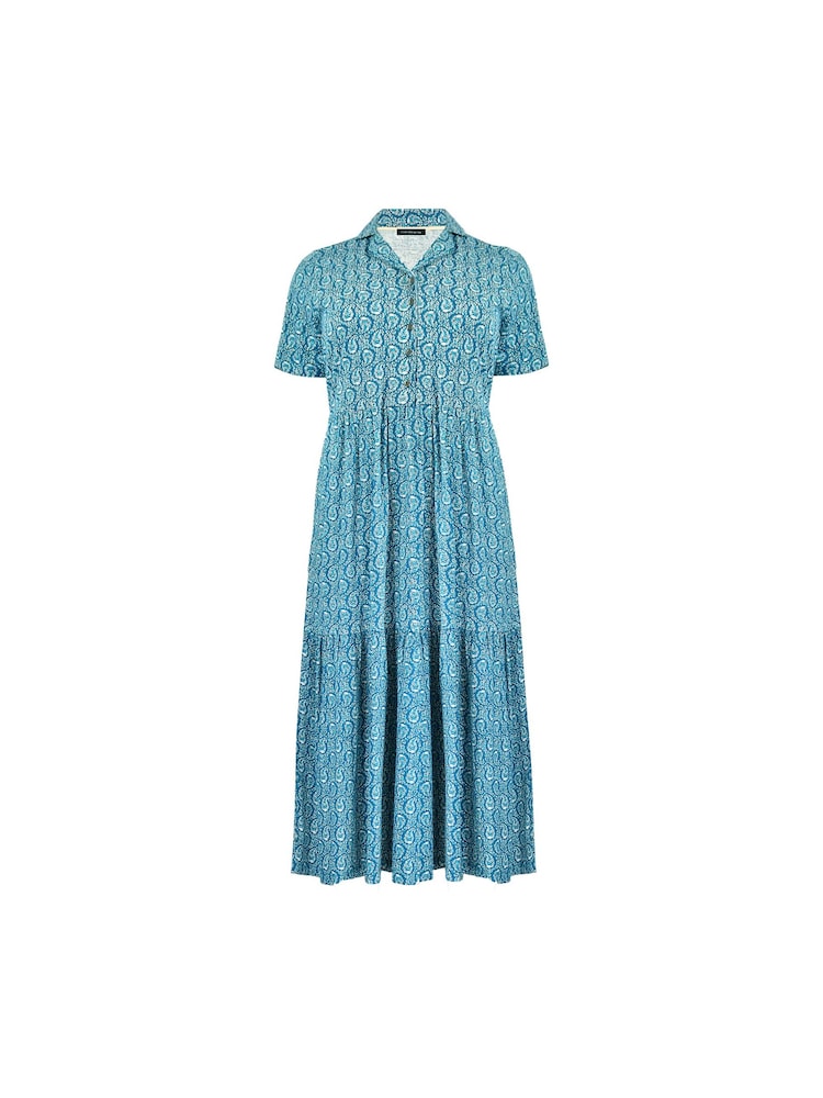Live Unlimited Green Curve Paisley Print Jersey Shirt Dress - Image 4 of 4
