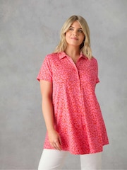 Live Unlimited Pink Relaxed Curve Floral Jersey Shirt - Image 1 of 5