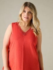Live Unlimited Orange Curve Jersey Broderie V-Neck Vest - Image 1 of 3