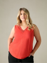 Live Unlimited Orange Curve Jersey Broderie V-Neck Vest - Image 2 of 3