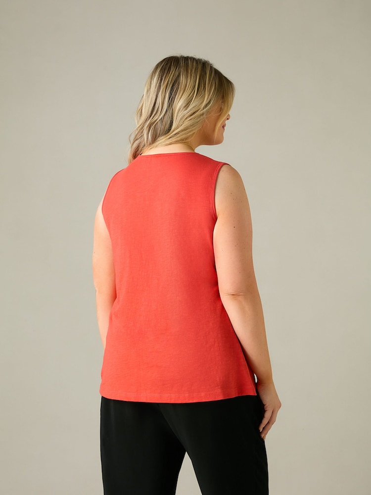 Live Unlimited Orange Curve Jersey Broderie V-Neck Vest - Image 3 of 3