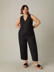 Live Unlimited Black Curve Linen Mix Waistcoat - Image 1 of 7