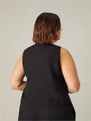 Live Unlimited Black Curve Linen Mix Waistcoat - Image 5 of 7