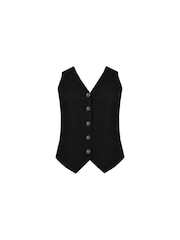 Live Unlimited Black Curve Linen Mix Waistcoat - Image 7 of 7