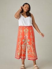 Live Unlimited Red Curve Scarf Print Cropped Trousers - Image 3 of 6