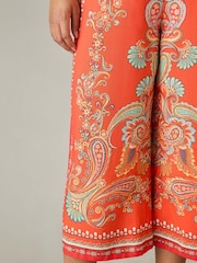 Live Unlimited Red Curve Scarf Print Cropped Trousers - Image 4 of 6