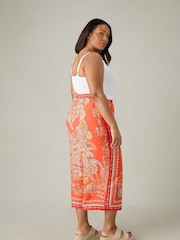 Live Unlimited Red Curve Scarf Print Cropped Trousers - Image 5 of 6