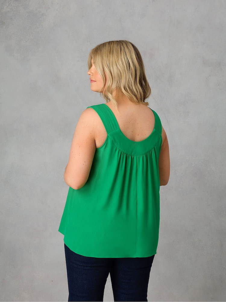 Live Unlimited Green Curve Pleat Neck Sleeveless Blouse - Image 4 of 4