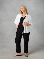 Live Unlimited White Curve Linen Mix Short Sleeve Shirt - Image 2 of 5