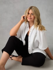 Live Unlimited White Curve Linen Mix Short Sleeve Shirt - Image 3 of 5