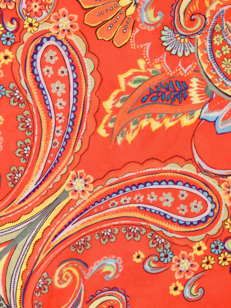 Live Unlimited Red Curve Scarf Print Tie Neck Blouse - Image 7 of 7