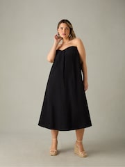 Live Unlimited Black Curve Linen Mix Bandeau Midaxi Dress - Image 2 of 7
