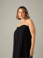 Live Unlimited Black Curve Linen Mix Bandeau Midaxi Dress - Image 3 of 7
