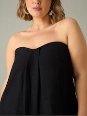 Live Unlimited Black Curve Linen Mix Bandeau Midaxi Dress - Image 4 of 7