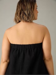 Live Unlimited Black Curve Linen Mix Bandeau Midaxi Dress - Image 6 of 7