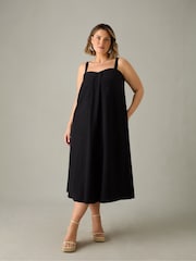 Live Unlimited Black Curve Linen Mix Bandeau Midaxi Dress - Image 7 of 7