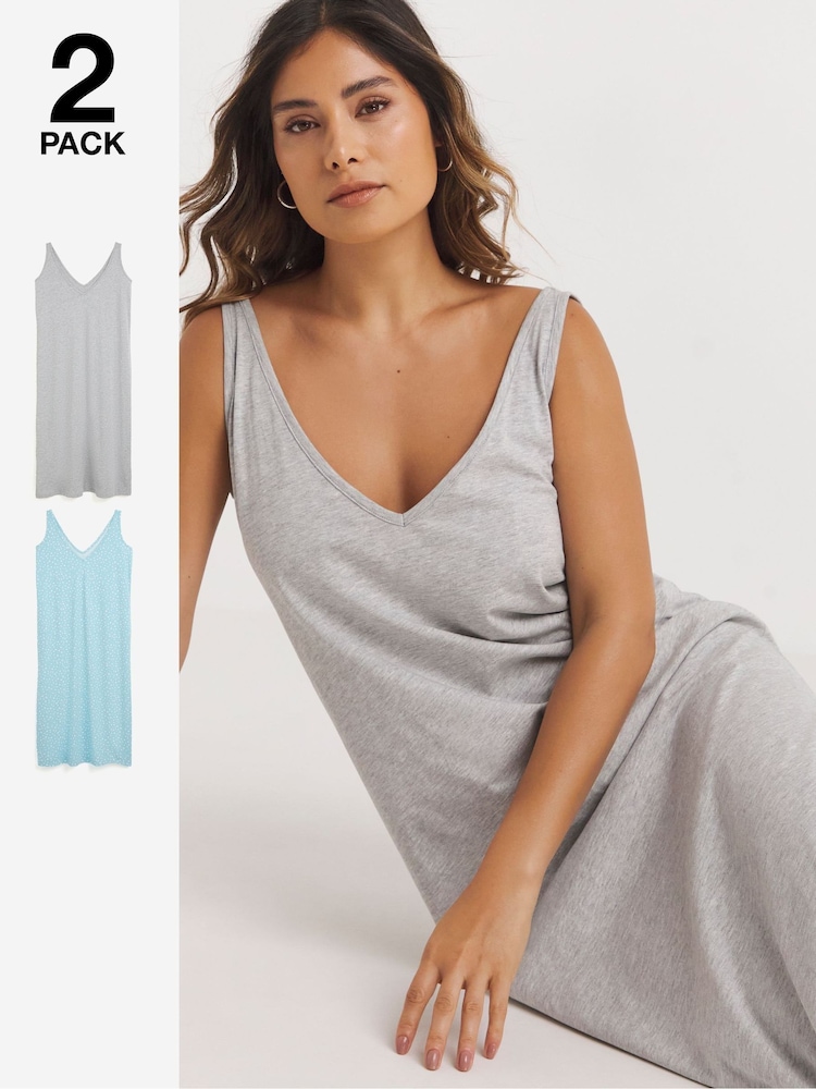 Simply Be Blue Pretty Secrets Value Sleeveless Nighties 2 Pack - Image 1 of 1