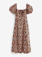 Animal Puff Sleeve Midi Dress - Image 7 of 8