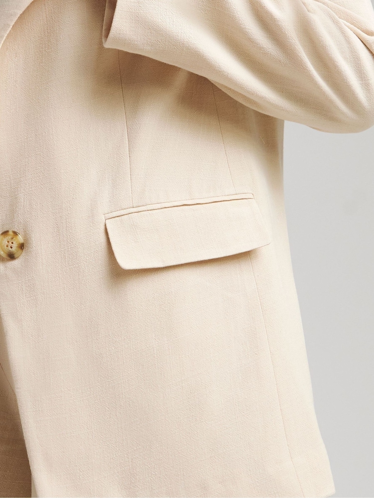Simply Be Natural Linen Relaxed Suit Jackets - Image 4 of 4