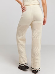 Simply Be Cream 100% Cotton Crochet Trousers - Image 3 of 4