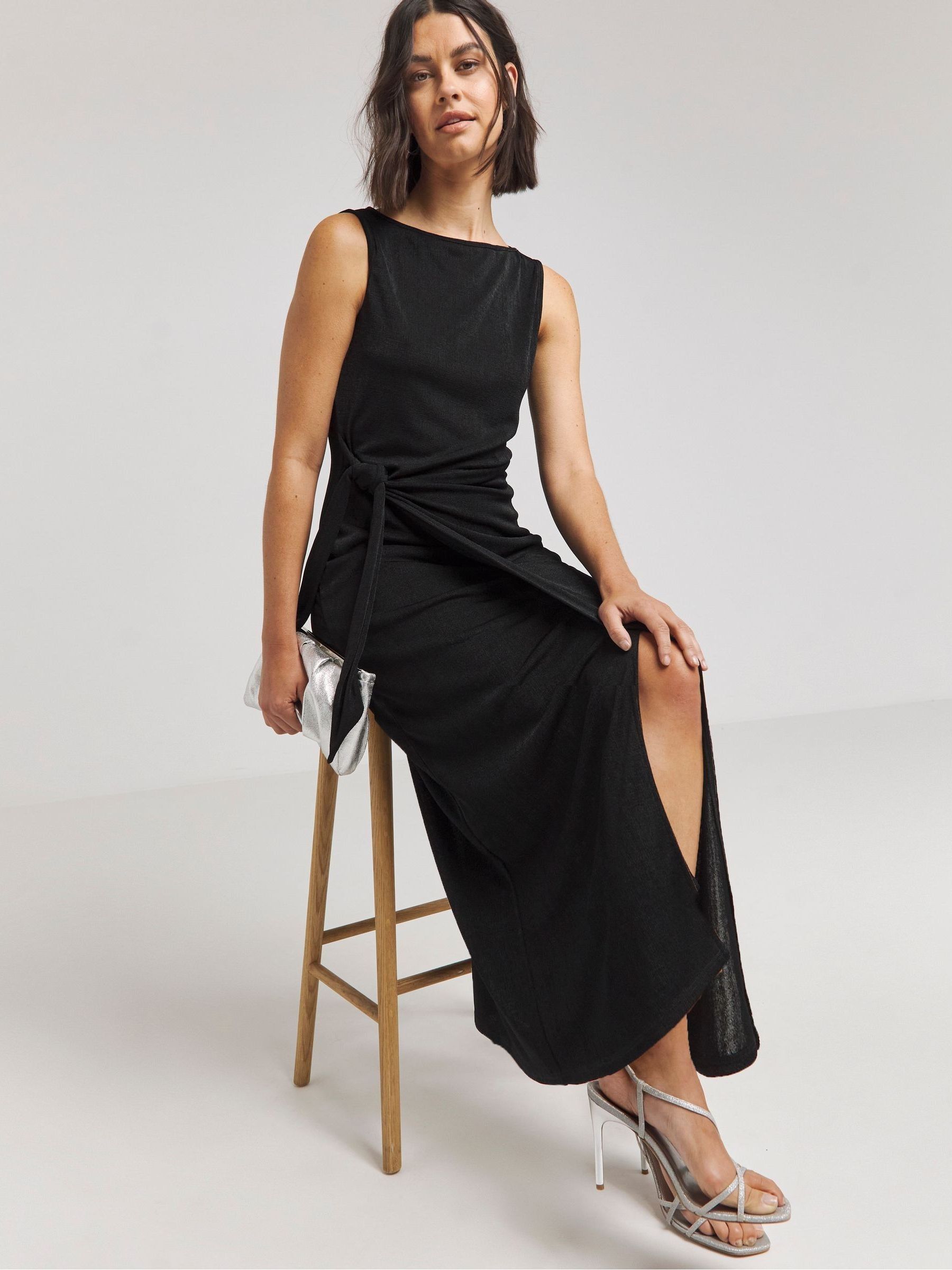 Buy Simply Be Black Slinky Wrap Dress from Next Luxembourg