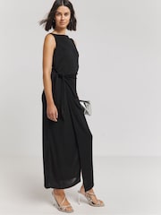 Simply Be Black Slinky Wrap Dress - Image 3 of 4