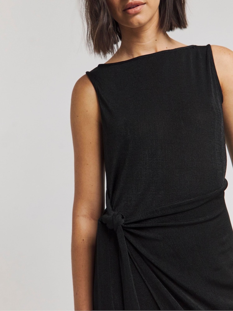 Simply Be Black Slinky Wrap Dress - Image 4 of 4