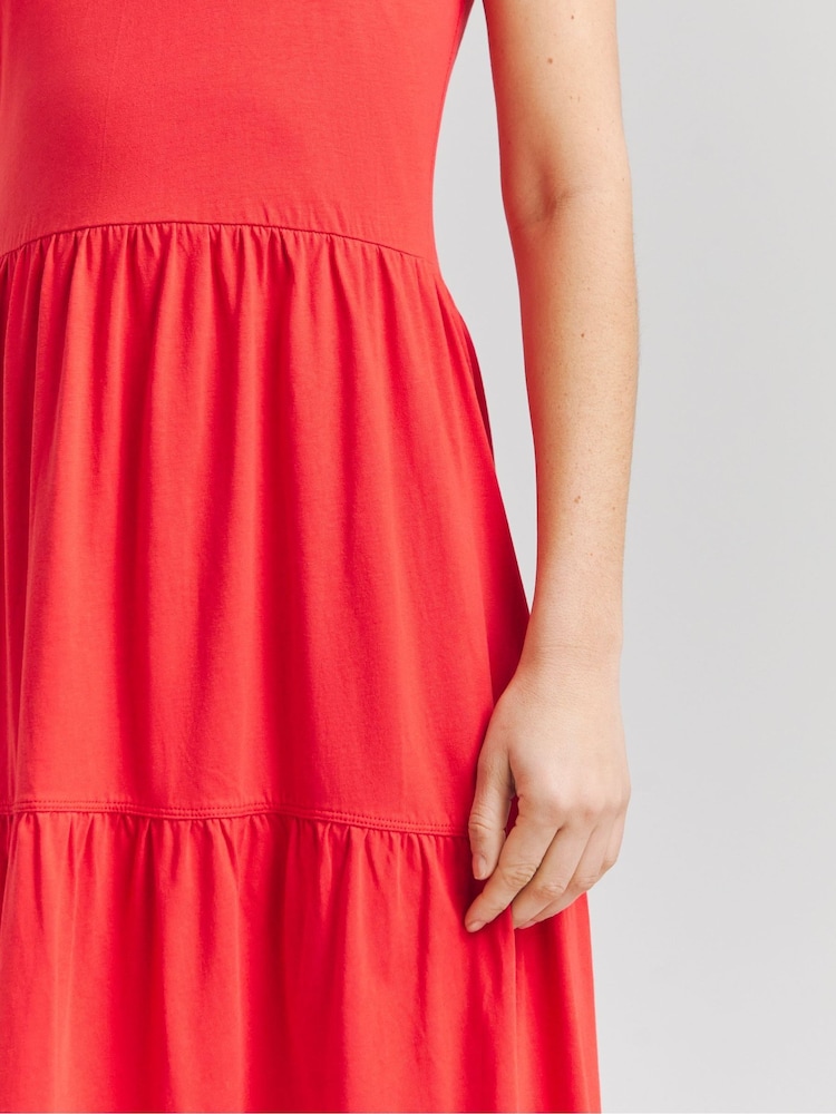 Simply Be Red 100% Cotton Poplin Tiered Maxi Dress - Image 4 of 4 Simply Be Red 100% Cotton Poplin Tiered Maxi Dress - Image 4 of 4