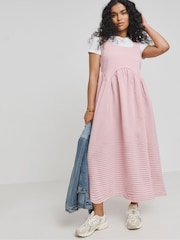 Simply Be Pink Gingham Smock Apron Dress - Image 1 of 4