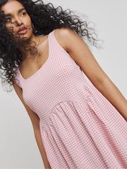 Simply Be Pink Gingham Smock Apron Dress - Image 4 of 4