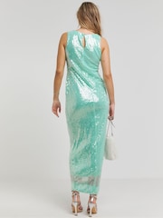 Simply Be Green Stretch Sequin Column Dress - Image 2 of 4
