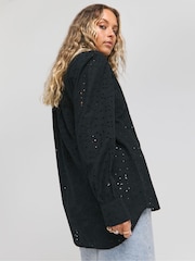 Simply Be Black 100% Cotton Broderie Shirt - Image 2 of 4