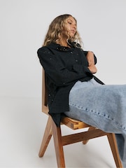 Simply Be Black 100% Cotton Broderie Shirt - Image 3 of 4